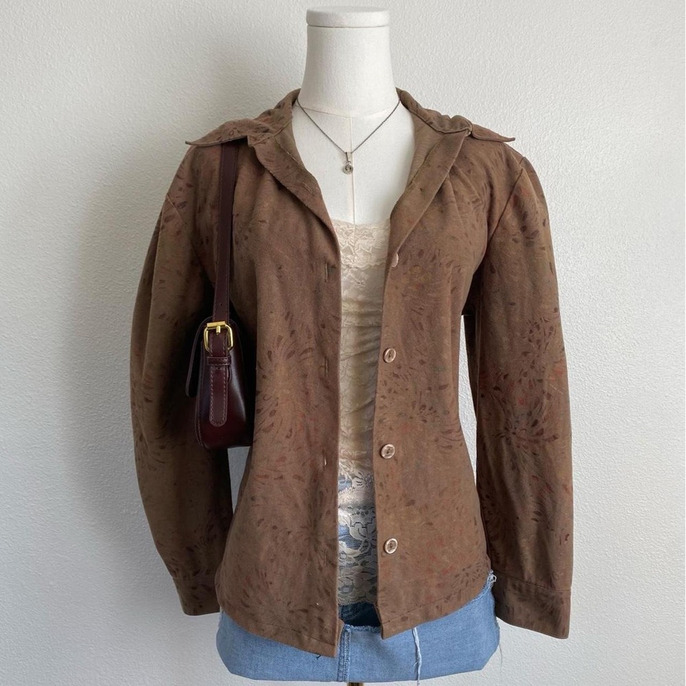 Vintage Western Connection Brown Button Up Blouse Floral Bohemian - Picture 2 of 6